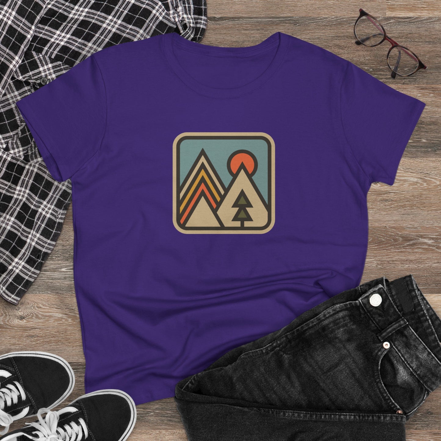 Pinetree Retro Mountain Graphic Tee — Women's Adventure Nature T-Shirt