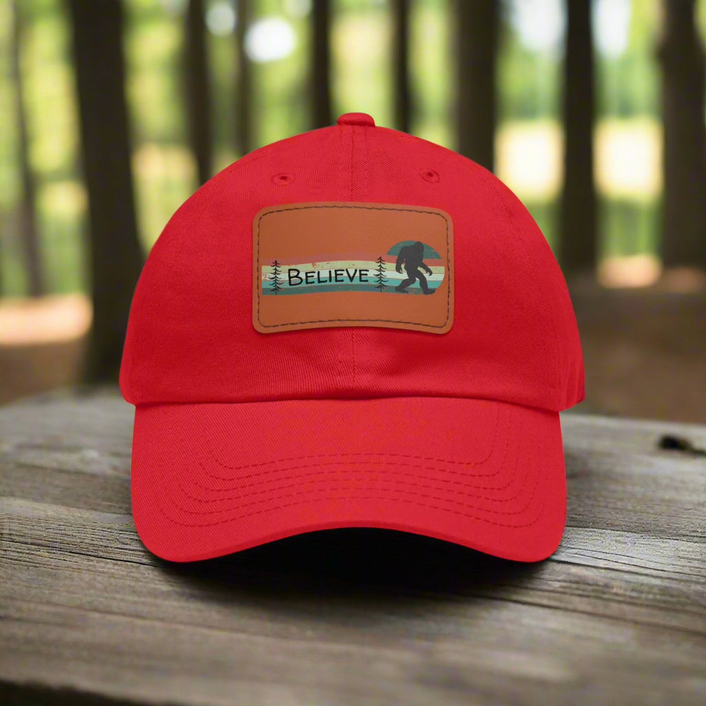 Bigfoot Believe - Hat with Leather Rectangle Patch