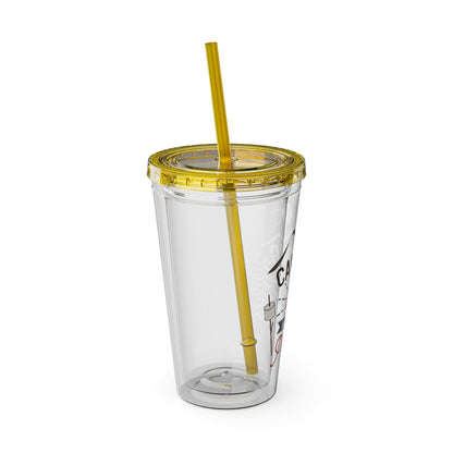 Camping is My Happy Place - Sunsplash Tumbler with Straw, 16oz