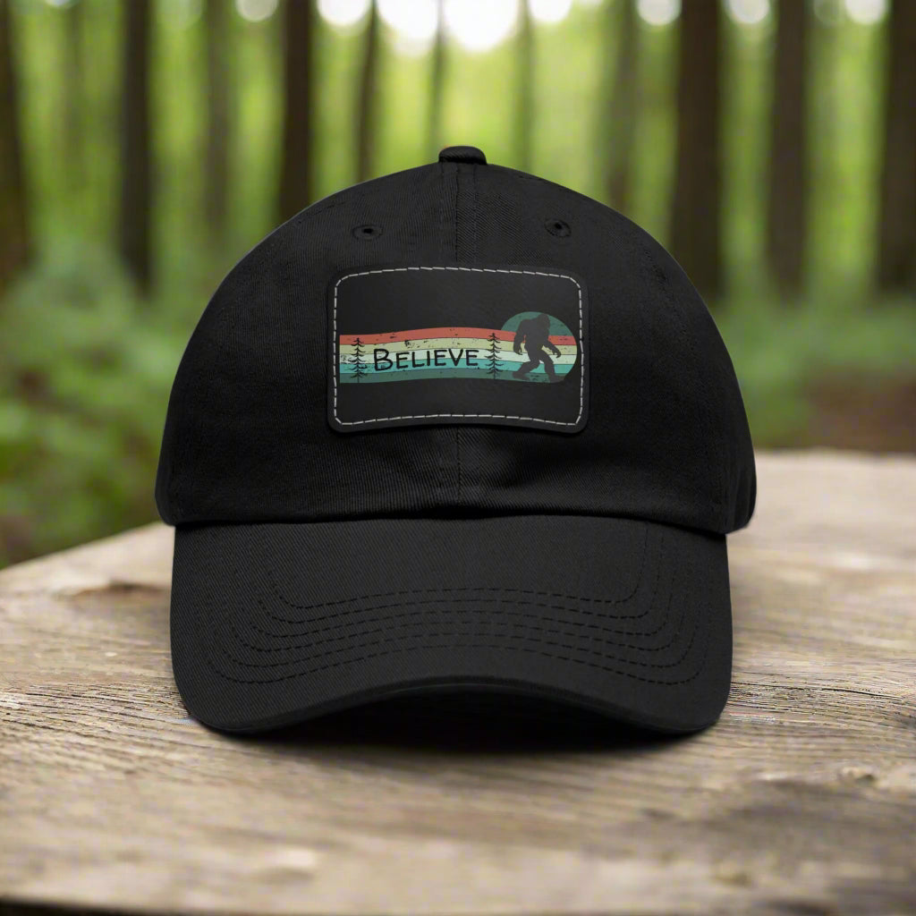 Bigfoot Believe - Hat with Leather Rectangle Patch