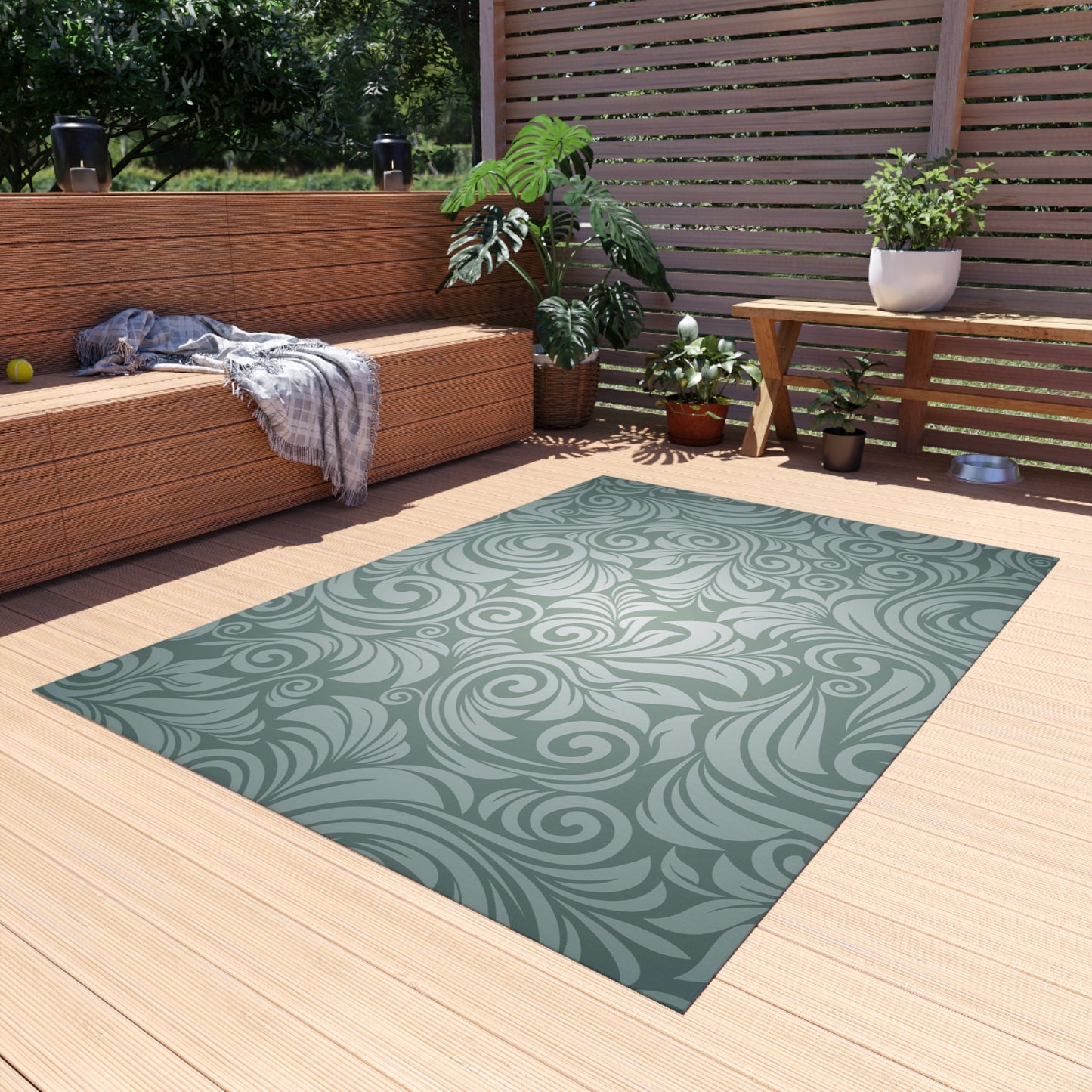 Paisley Green Outdoor Rug