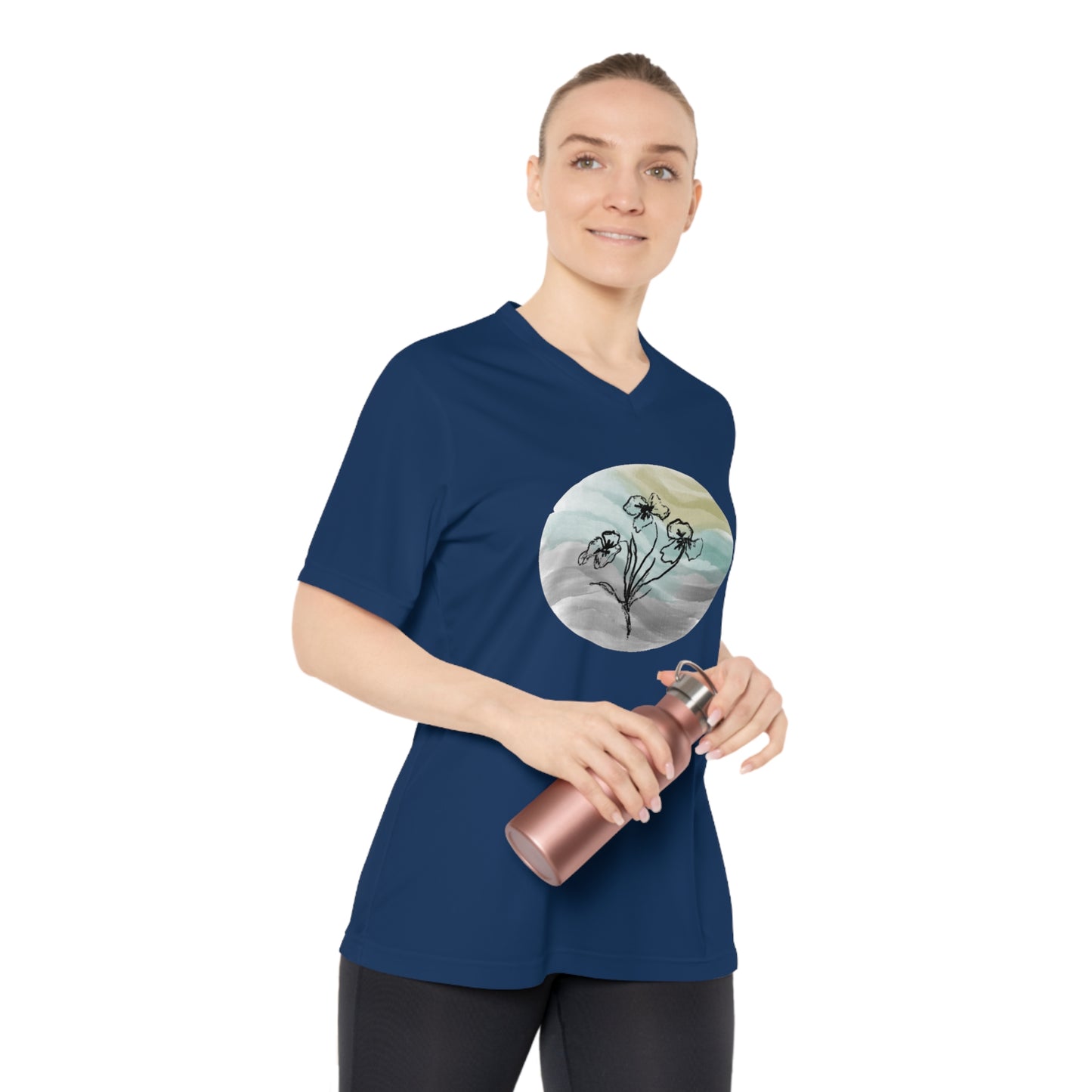 Three Petal Flower - Women's Performance V-Neck T-Shirt