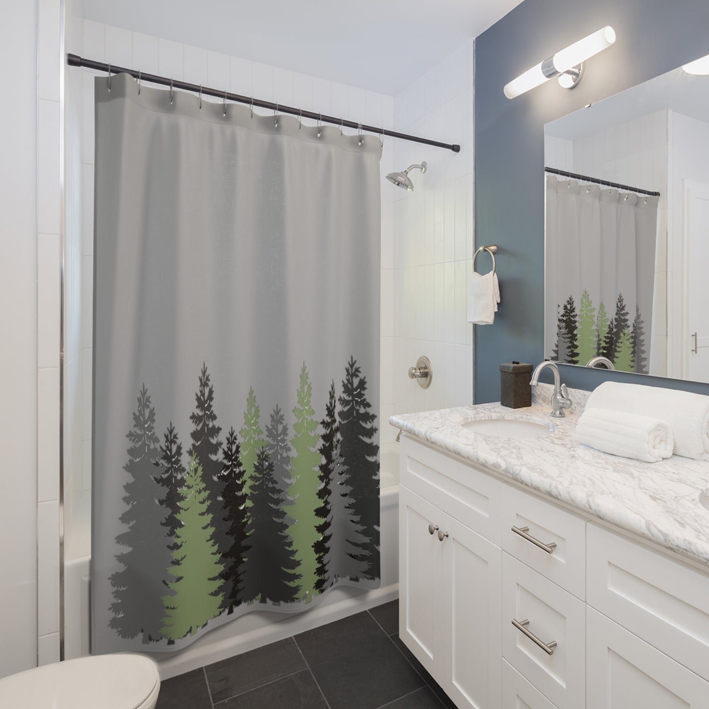 Grey Pines Shower Curtains