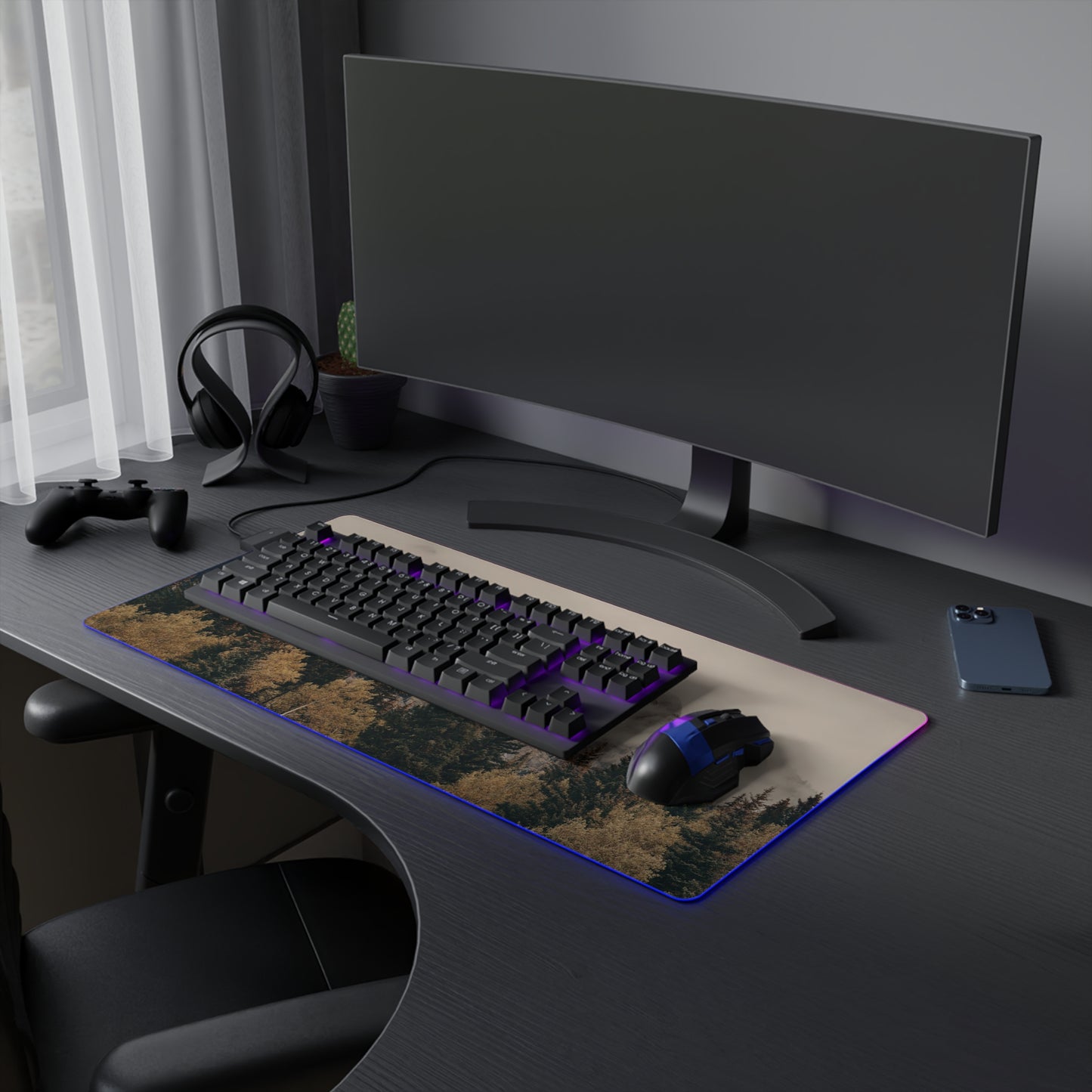 Gaming Mouse Pad - Fog Mountain LED Design