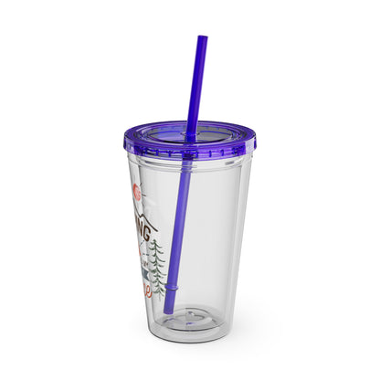 Camping is My Happy Place - Sunsplash Tumbler with Straw, 16oz