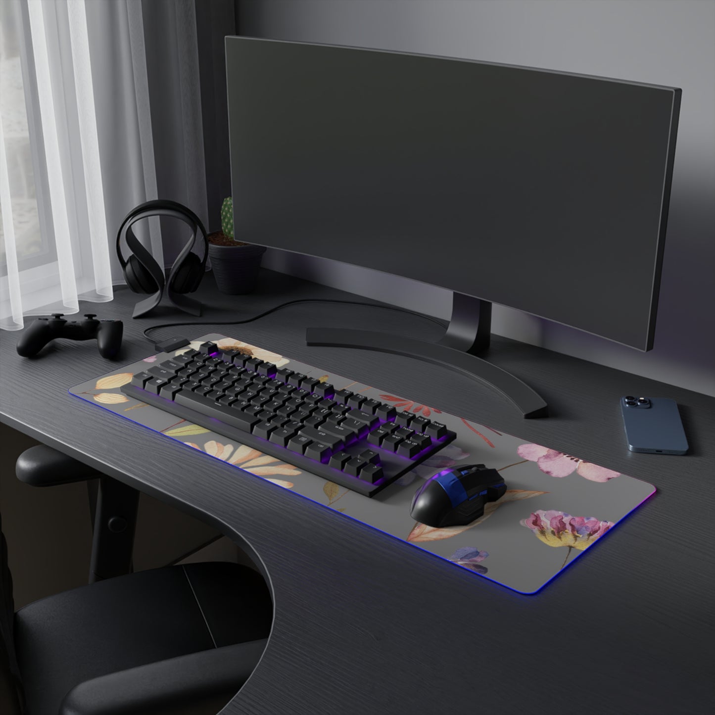 Floral LED Gaming Mouse Pad