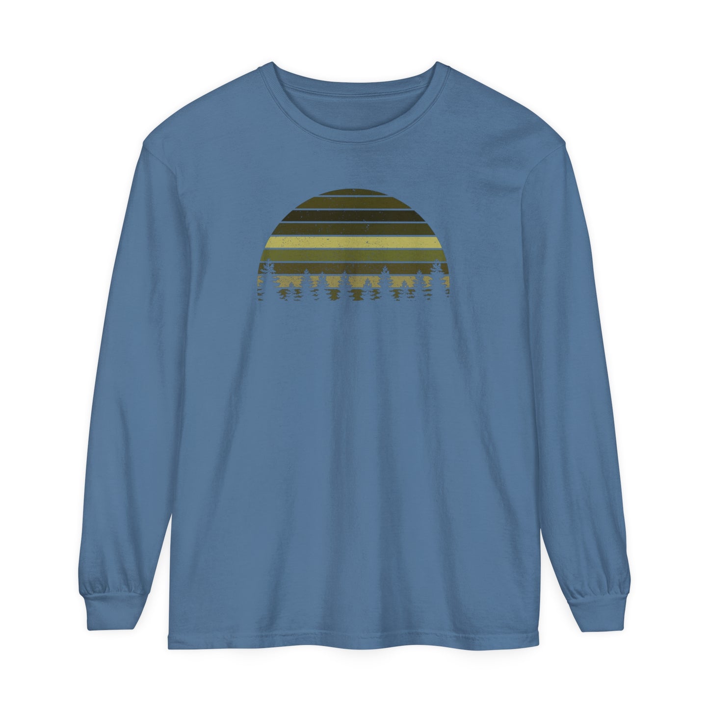 Mountain Green Pines - Unisex Garment-dyed Long Sleeve T-Shirt