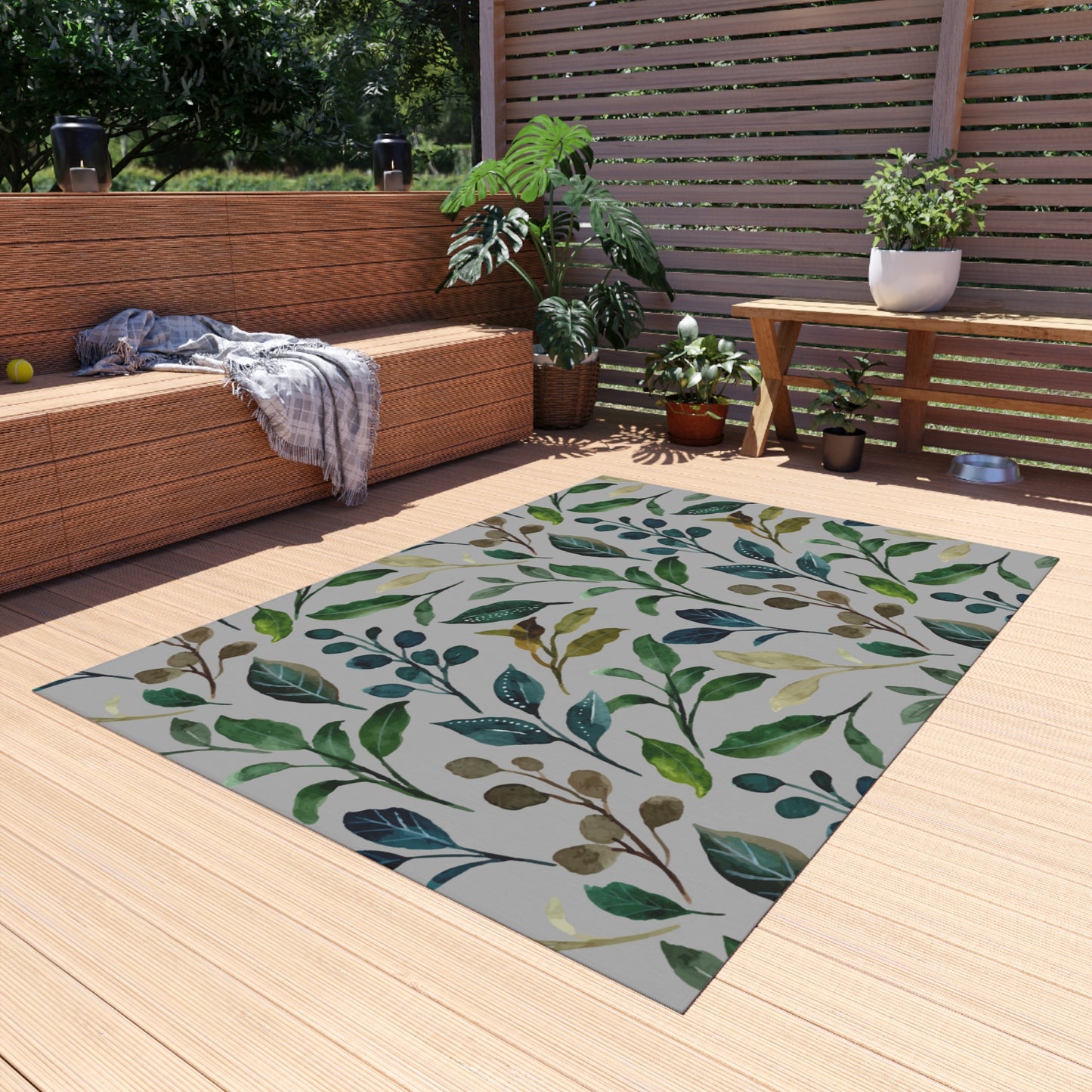 Green Leaves Outdoor Rug