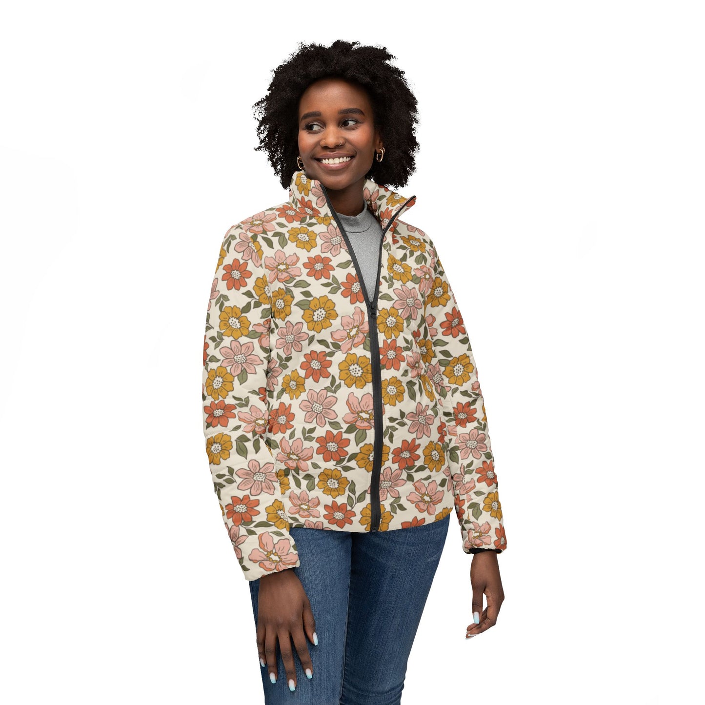 Aged Flowers Puffer Jacket