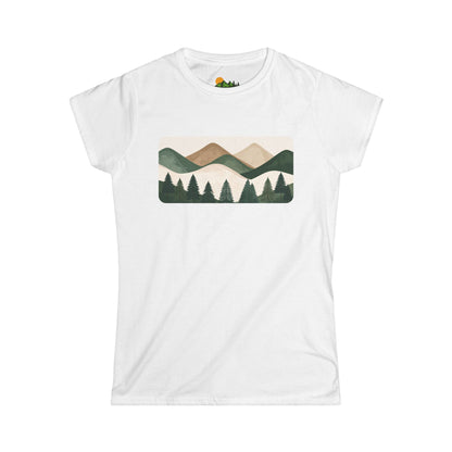 Women’s Mountain Landscape Tee — Retro Forest Graphic T-Shirt