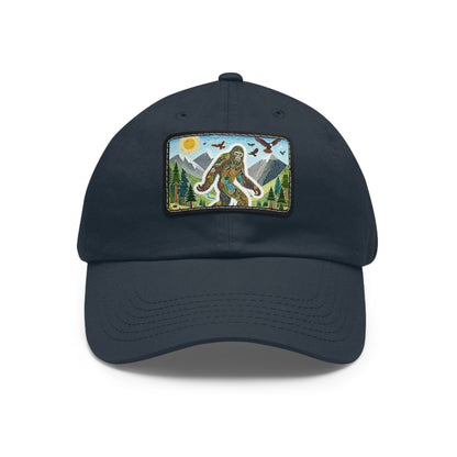 Bigfoot Leather Patch Hat — Rectangle Rustic Sasquatch Cap