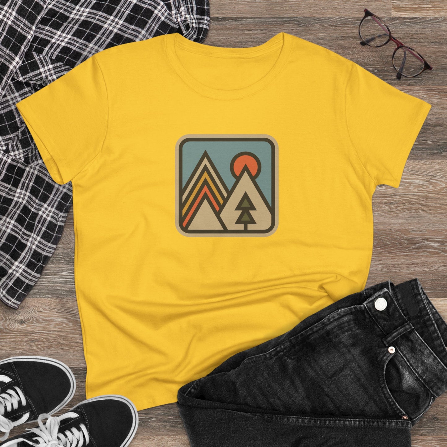 Pinetree Retro Mountain Graphic Tee — Women's Adventure Nature T-Shirt