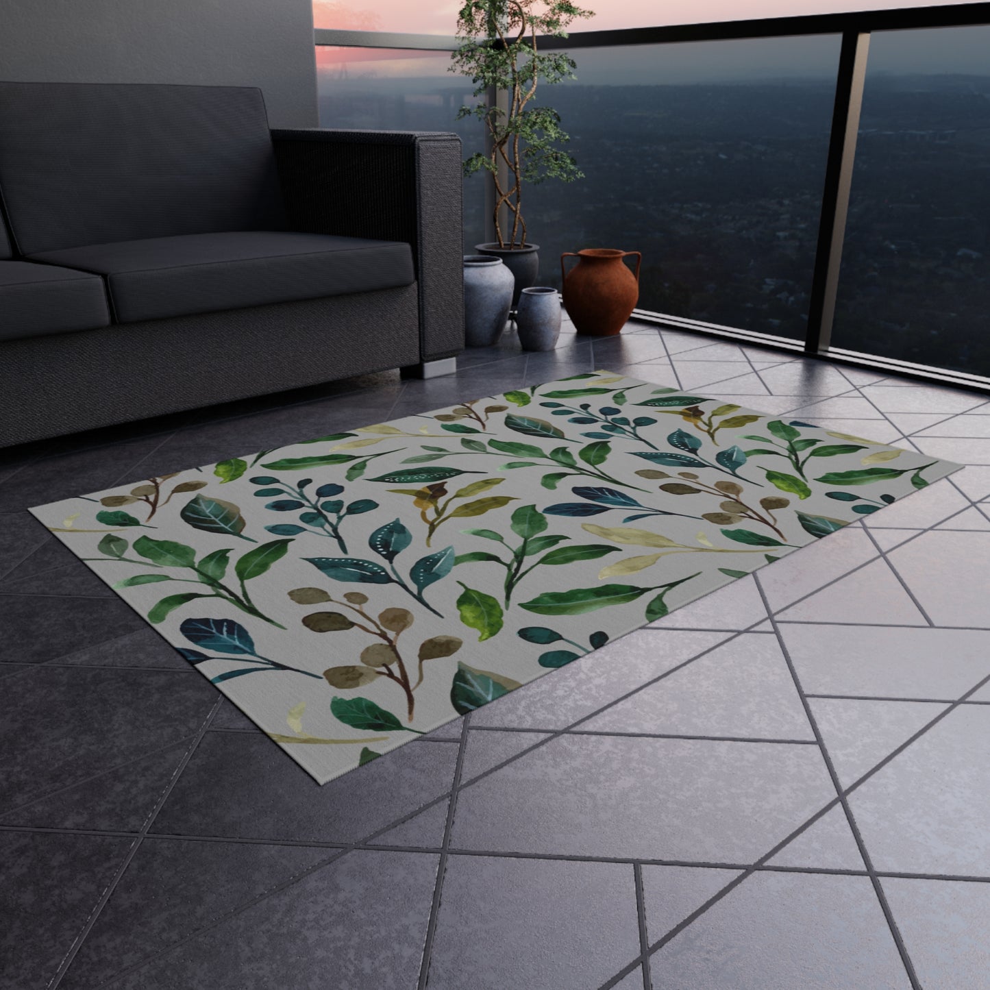 Green Leaves Outdoor Rug