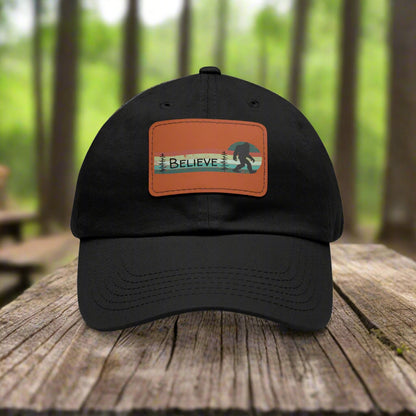 Bigfoot Believe - Hat with Leather Rectangle Patch