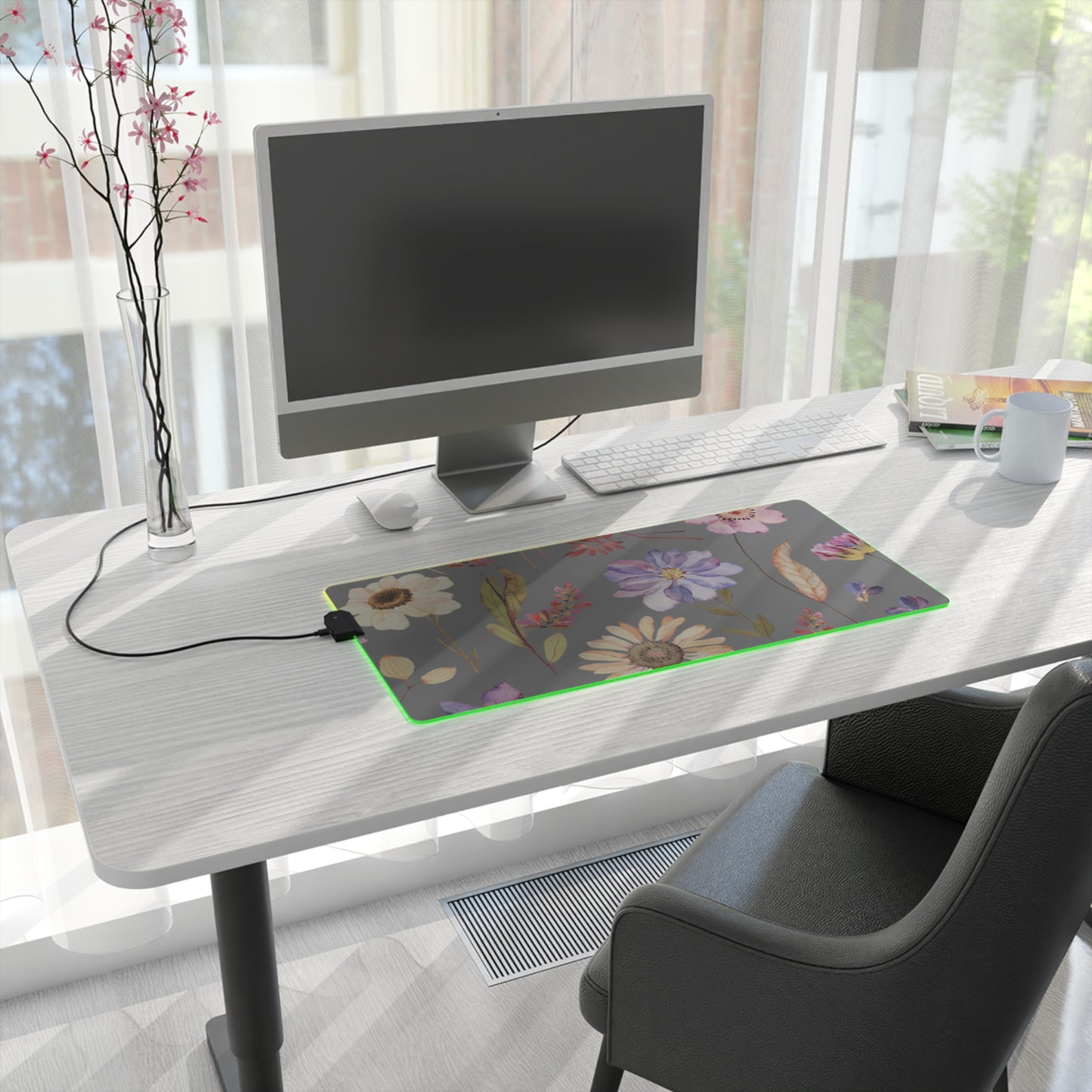 Floral LED Gaming Mouse Pad