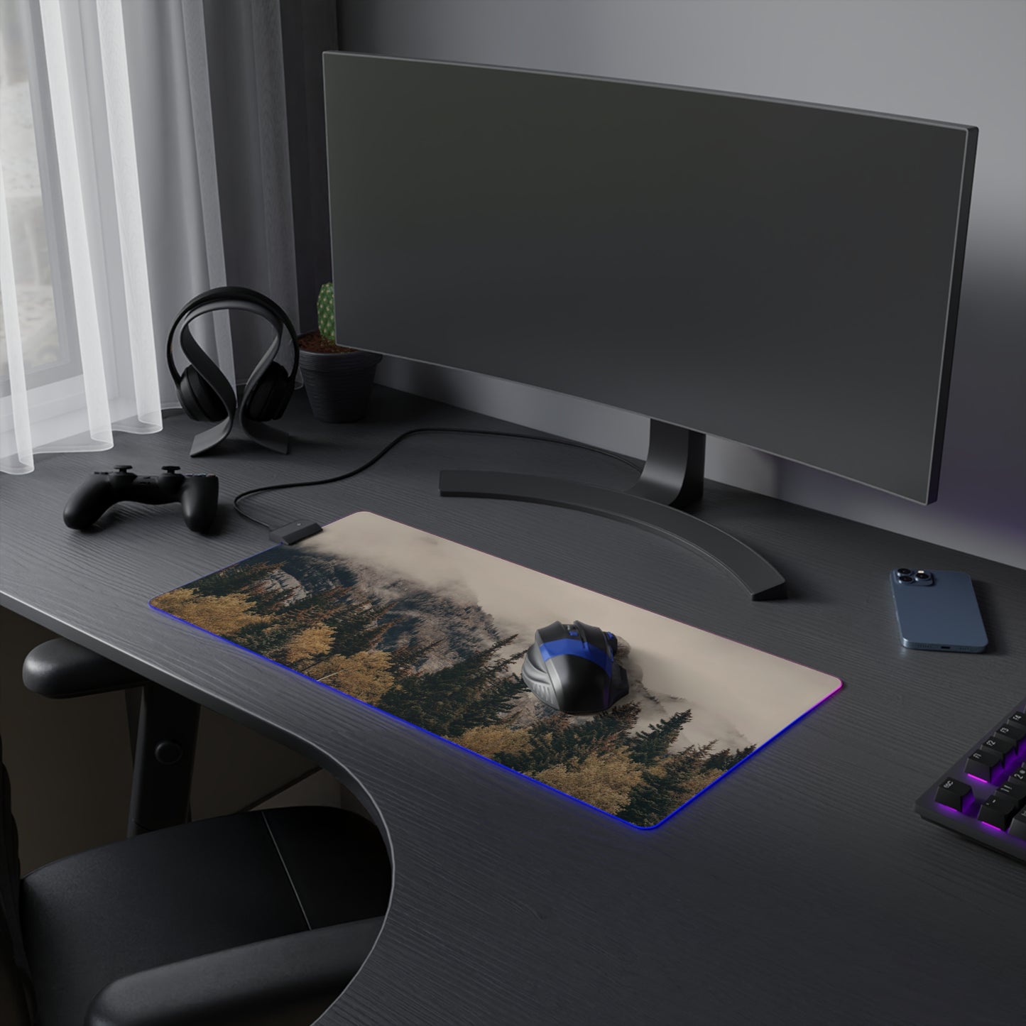 Gaming Mouse Pad - Fog Mountain LED Design