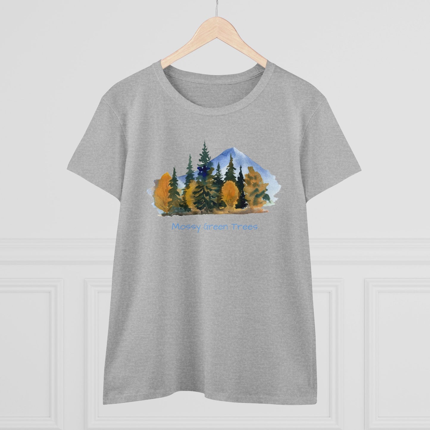 Mossy Green Trees Women's Midweight Cotton Tee