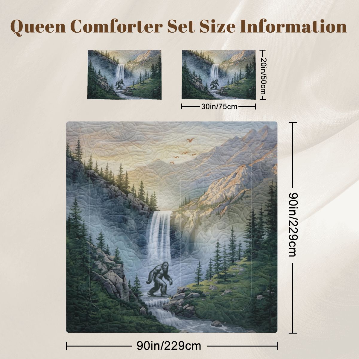 Bigfoot Waterfall Queen Comforter - 3 PCS Set