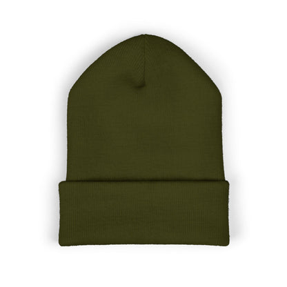Bigfoot Mountain Embroidered Sunset Beanie — Classic Cuffed Knit Hat
