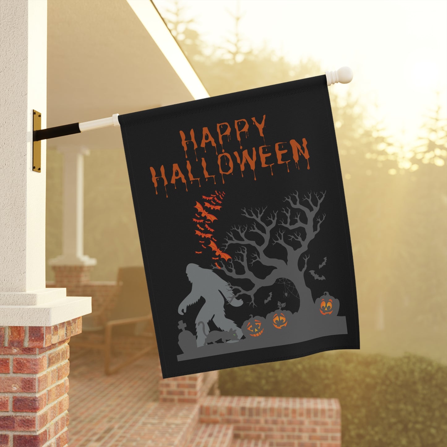 Happy Halloween Spooky Bigfoot - Garden & House Banner