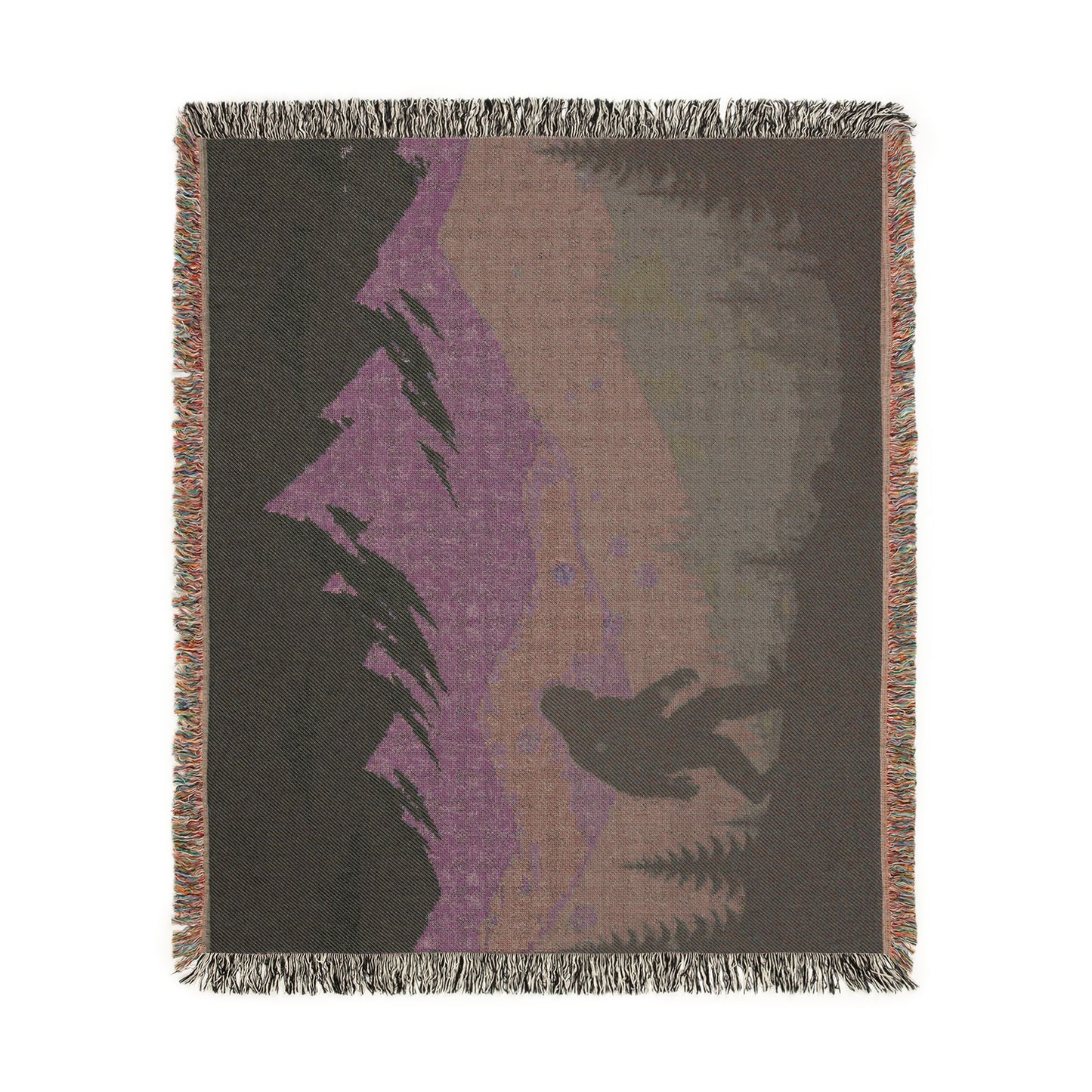 Bigfoot Mountain Woven Blanket — Sasquatch Scenic Throw for Camping & Cabin Décor