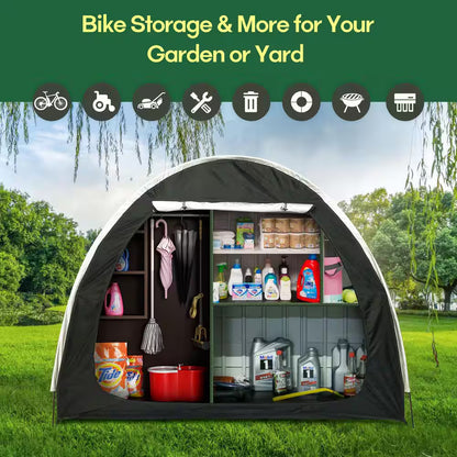Portable Foldable Outdoor Bike Storage Tent 6.5 Ft. X 2.7 Ft. for 2-3 Bikes Water-Resistant