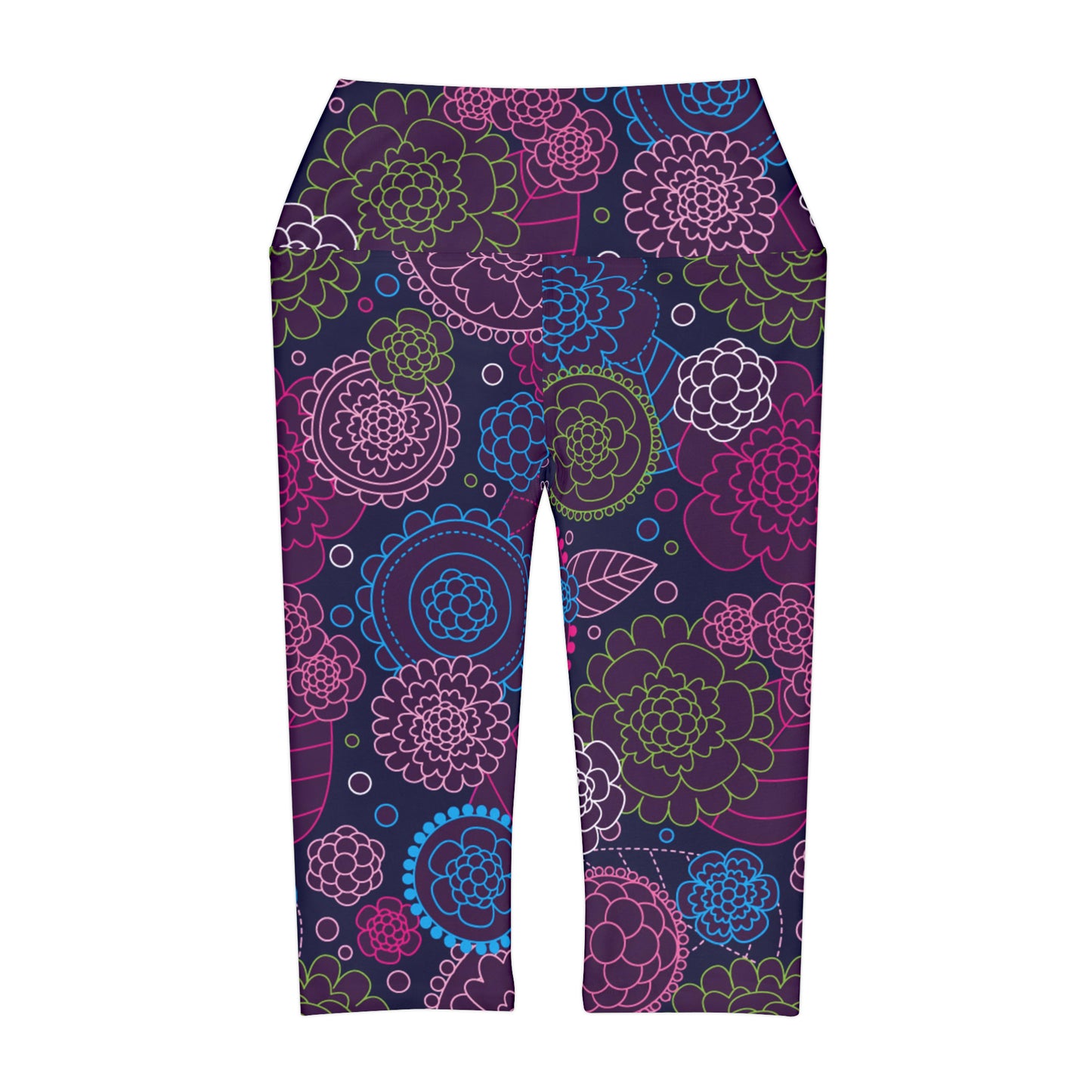 Mosaic Flower Yoga Capri Leggings