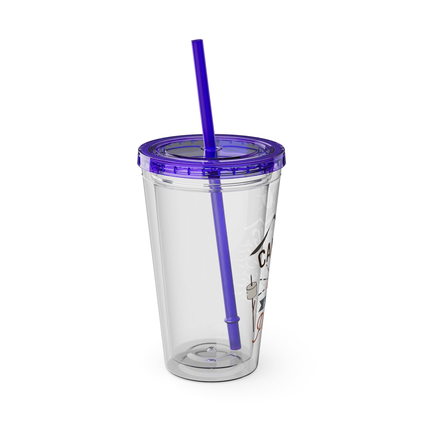 Camping is My Happy Place - Sunsplash Tumbler with Straw, 16oz