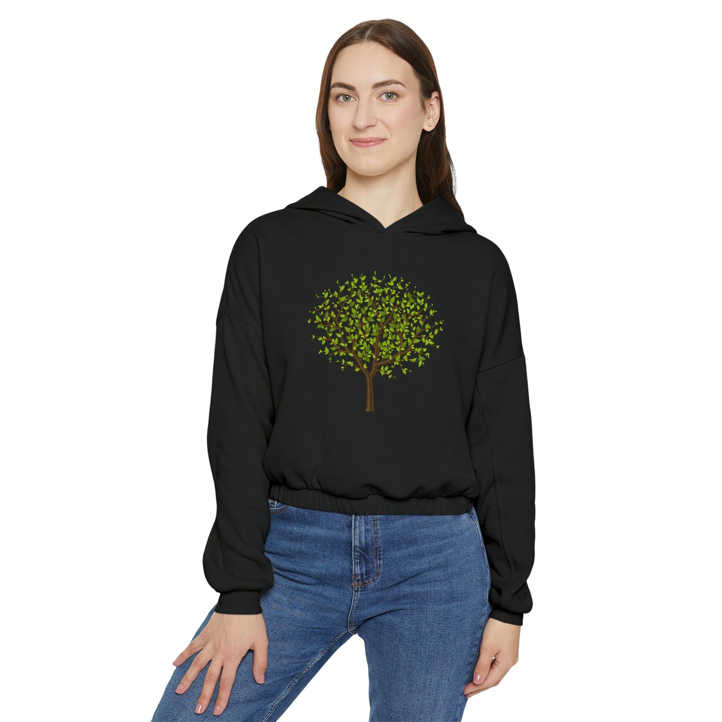 Leafy Green Tree - Women's Cinched Bottom Hoodie