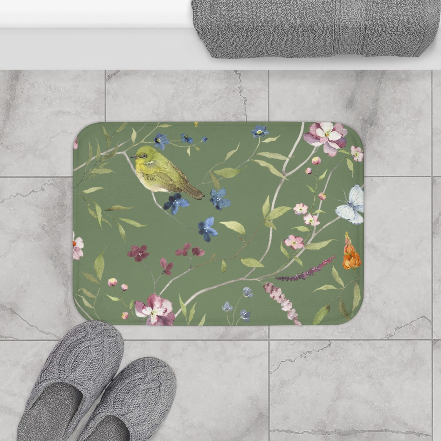 Green Bird Bath Mat