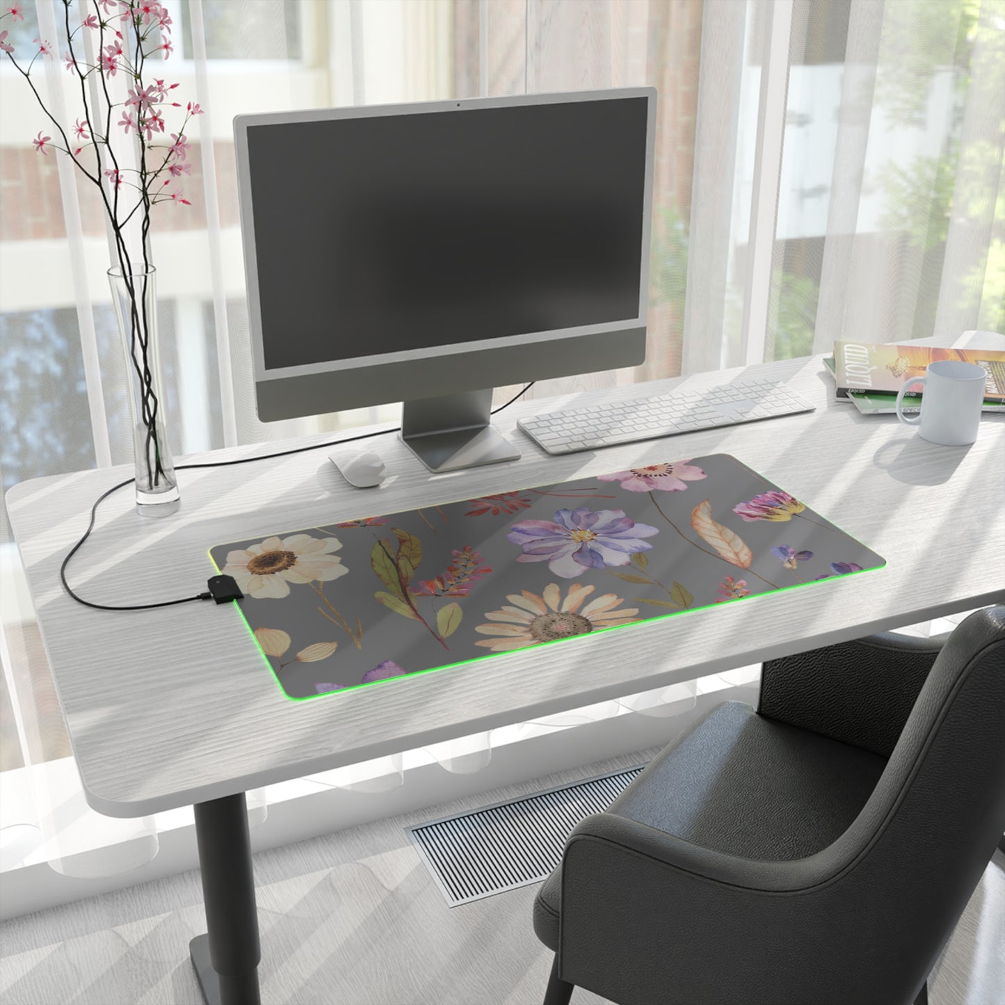 Floral LED Gaming Mouse Pad