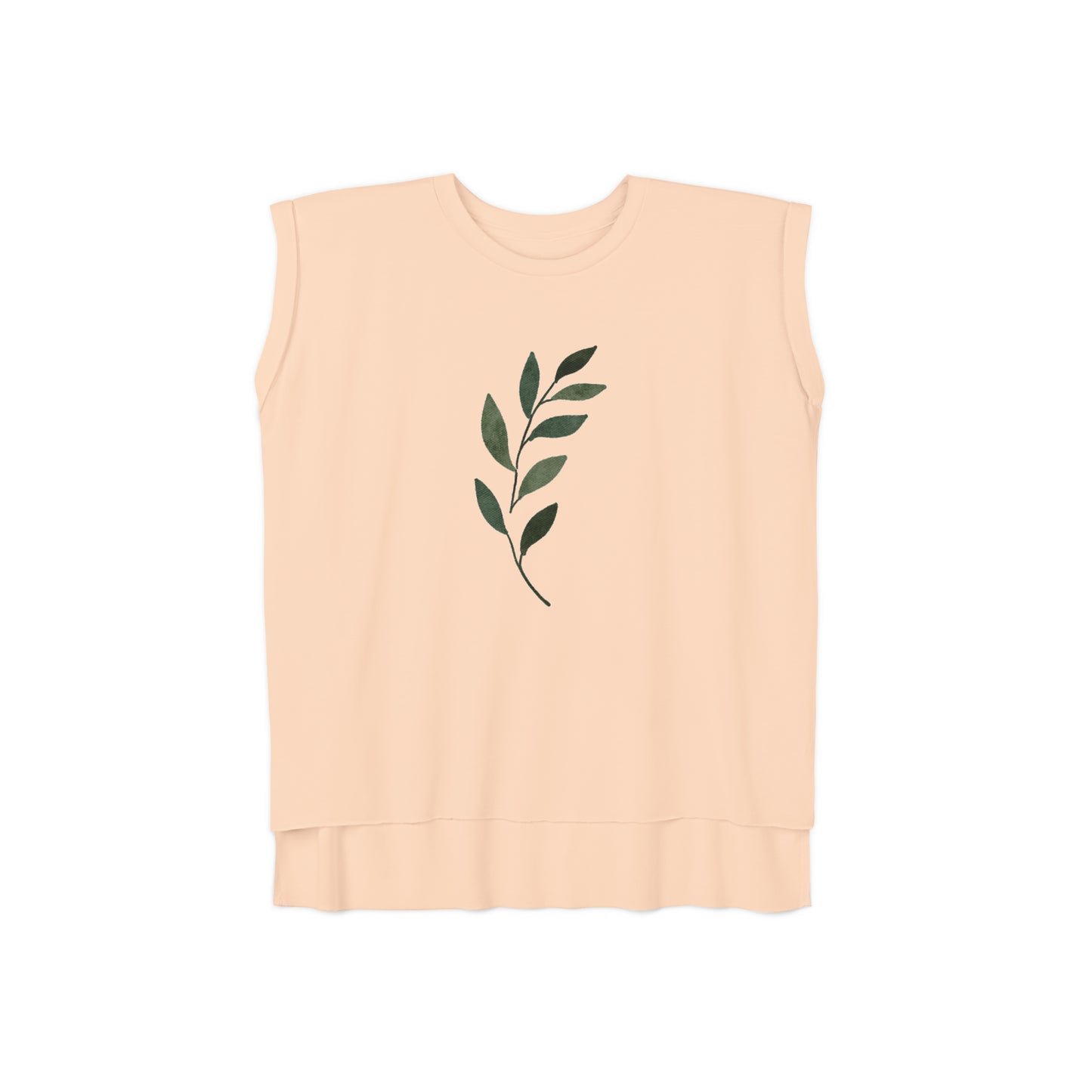 Green Leaf Women’s Flowy Rolled Cuffs Muscle Tee