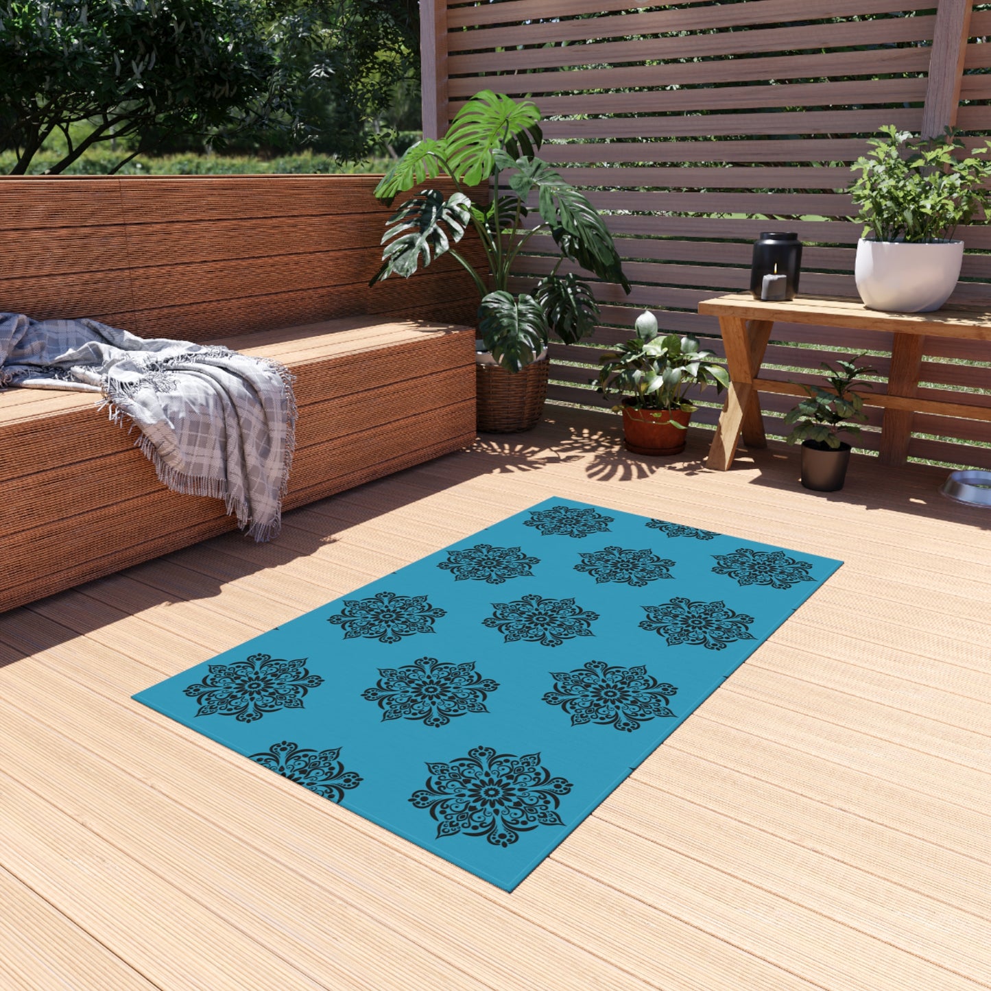 Medallion Blue Outdoor Rug