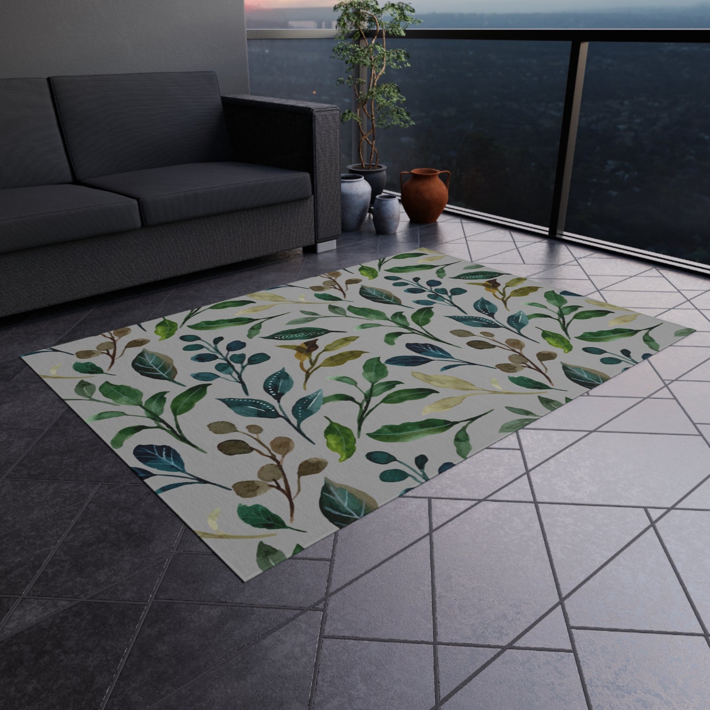 Green Leaves Outdoor Rug