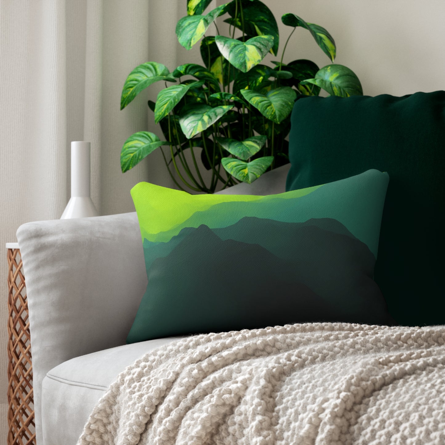 Green Mountain Spun Polyester Lumbar Pillow