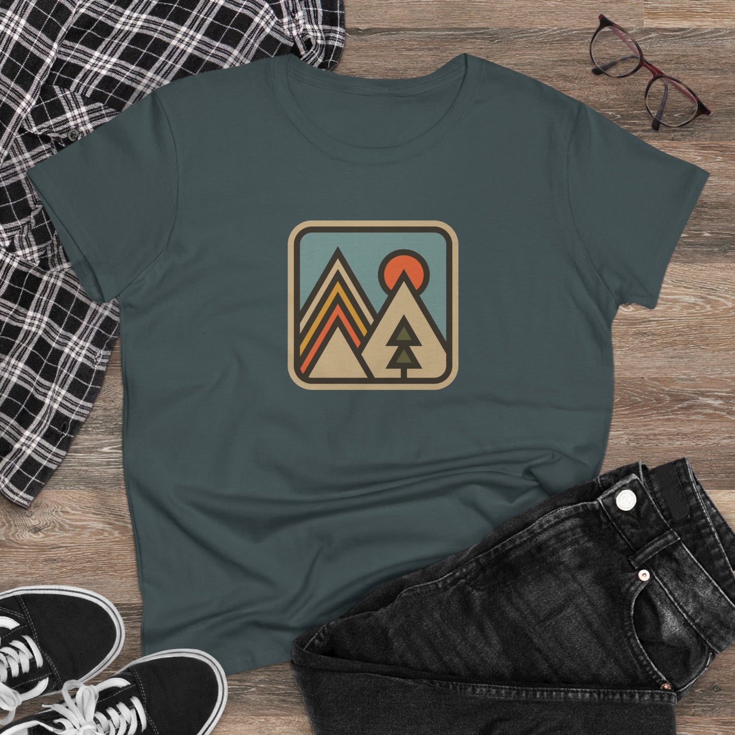 Pinetree Retro Mountain Graphic Tee — Women's Adventure Nature T-Shirt