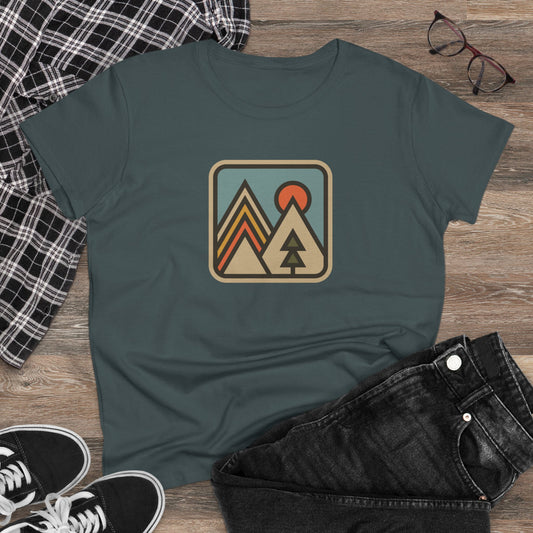 Pinetree Retro Mountain Graphic Tee — Women's Adventure Nature T-Shirt