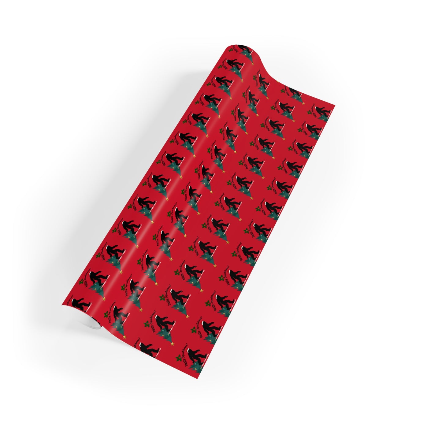 Merry Squatchmas Bigfoot - Wrapping Paper (Red)