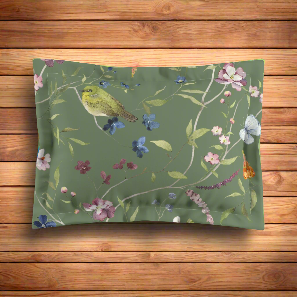 Green Bird Microfiber Pillow Sham