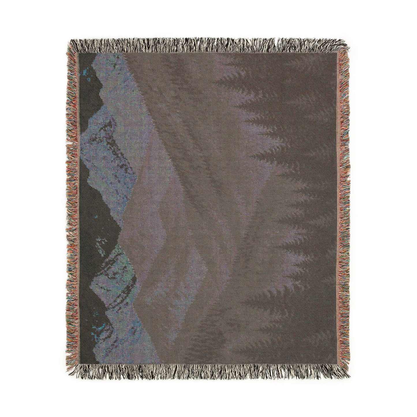 Mountain Landscape Woven Blanket — Cozy Forest Ridge Throw
