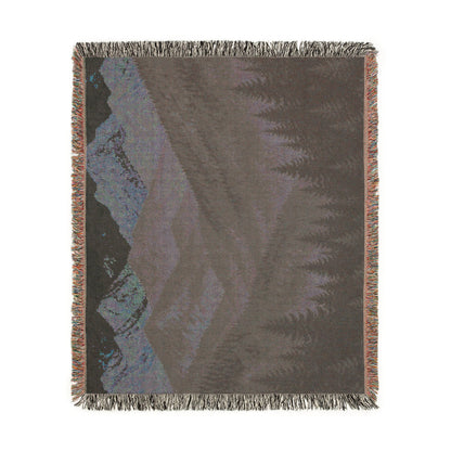 Mountain Landscape Woven Blanket — Cozy Forest Ridge Throw