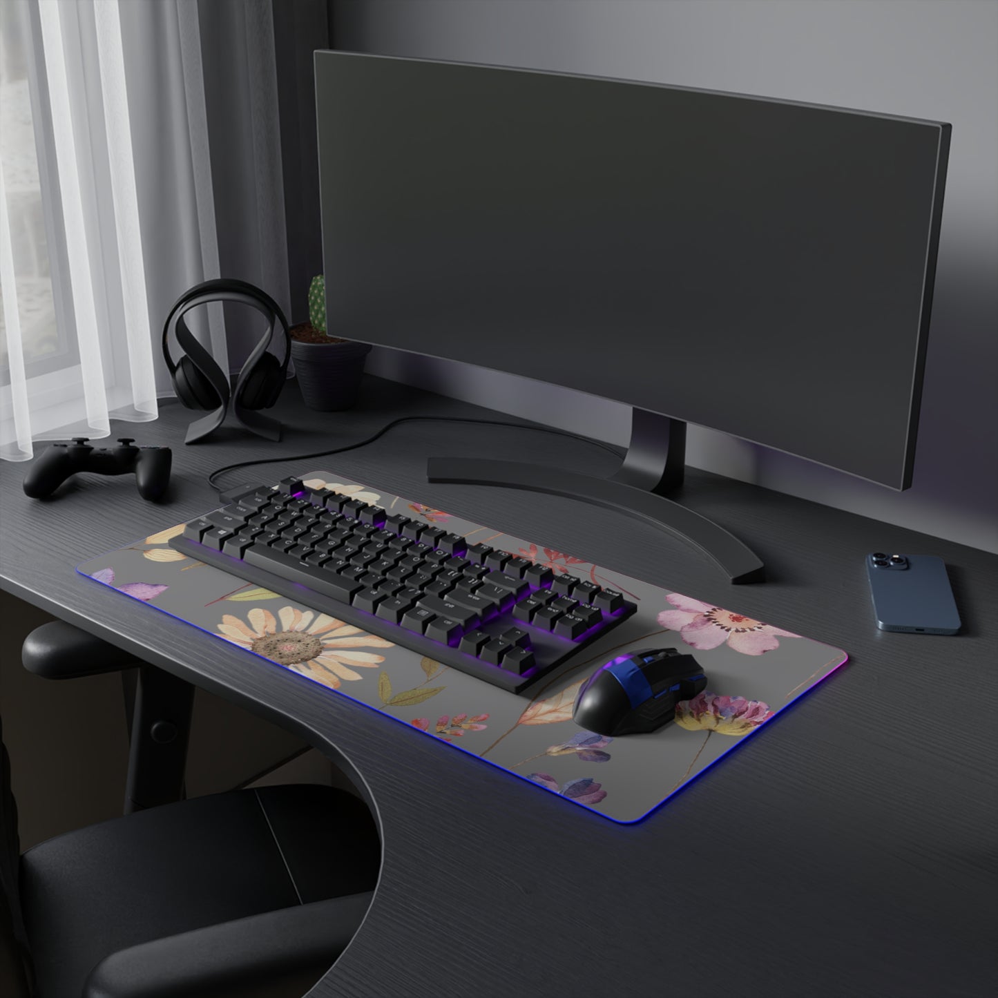 Floral LED Gaming Mouse Pad