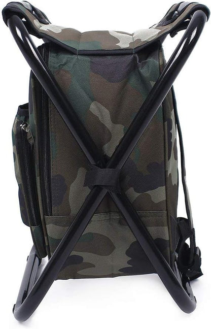 INBESK Folding Camping Chair Stool Backpack, with Cooler Insulated Picnic Bag, Hiking Camo Ultralight Seat Table Bag Camping Gear for Outdoor Indoor Fishing Travel Beach BBQ (Camouflage)