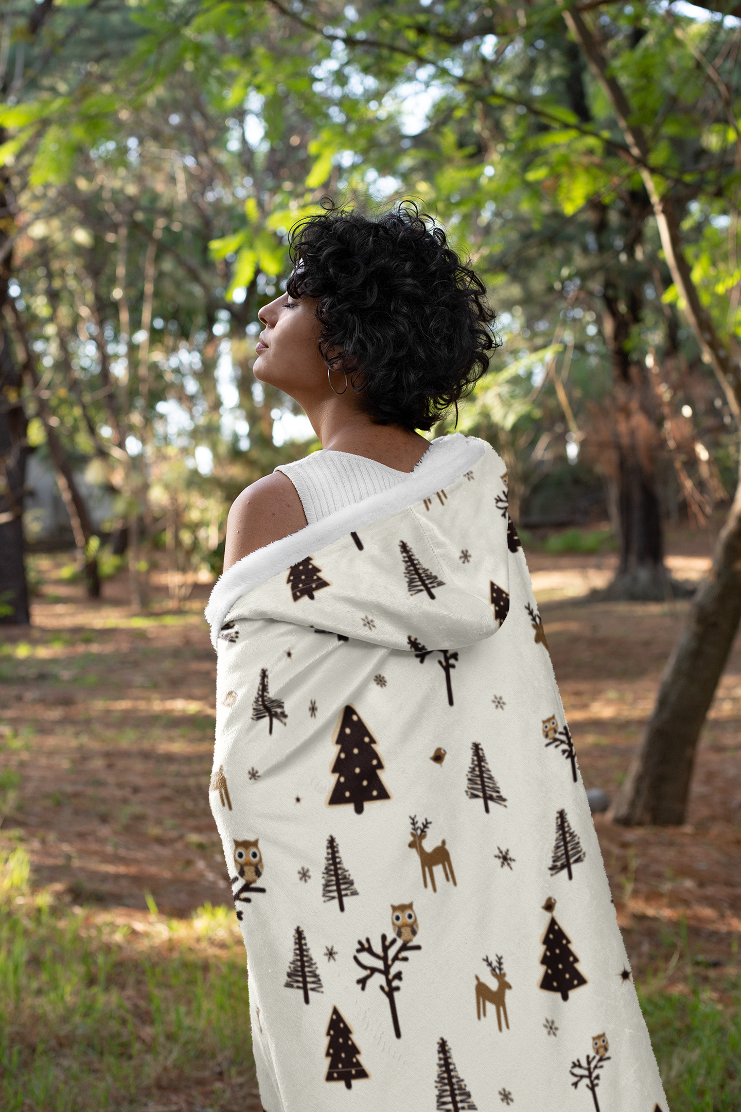 Christmas Owls and Reindeer Snuggle Blanket