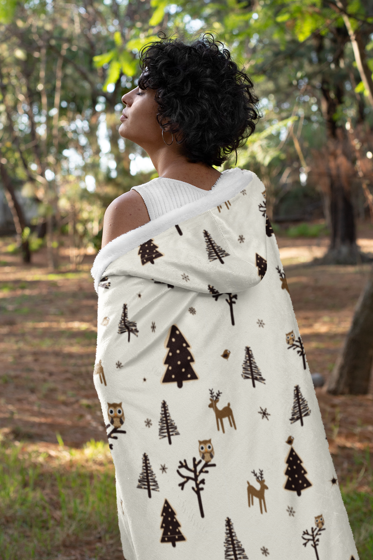 Christmas Owls and Reindeer Snuggle Blanket