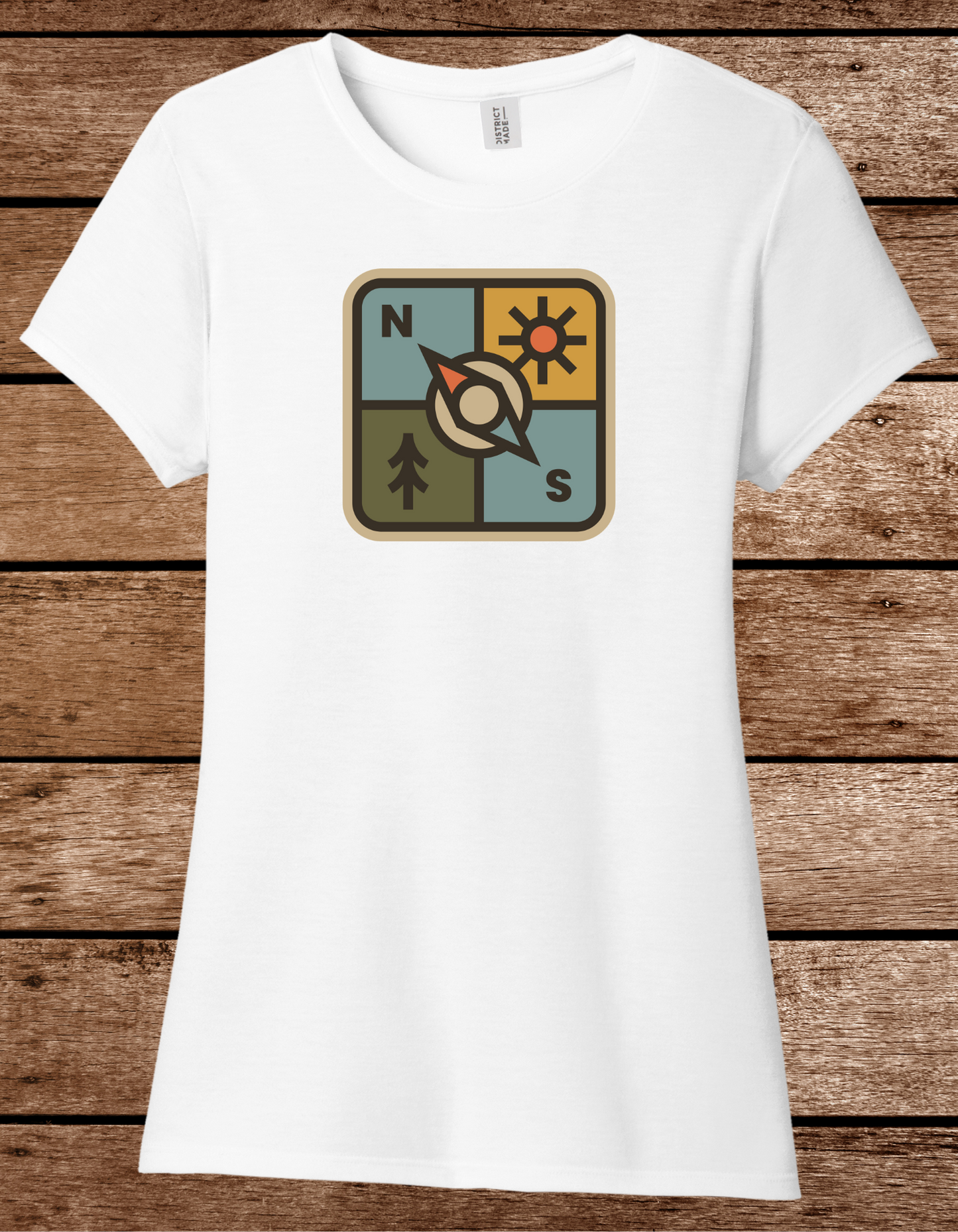 Women's Adventure Compass Tee - Retro Outdoor Hiking Graphic