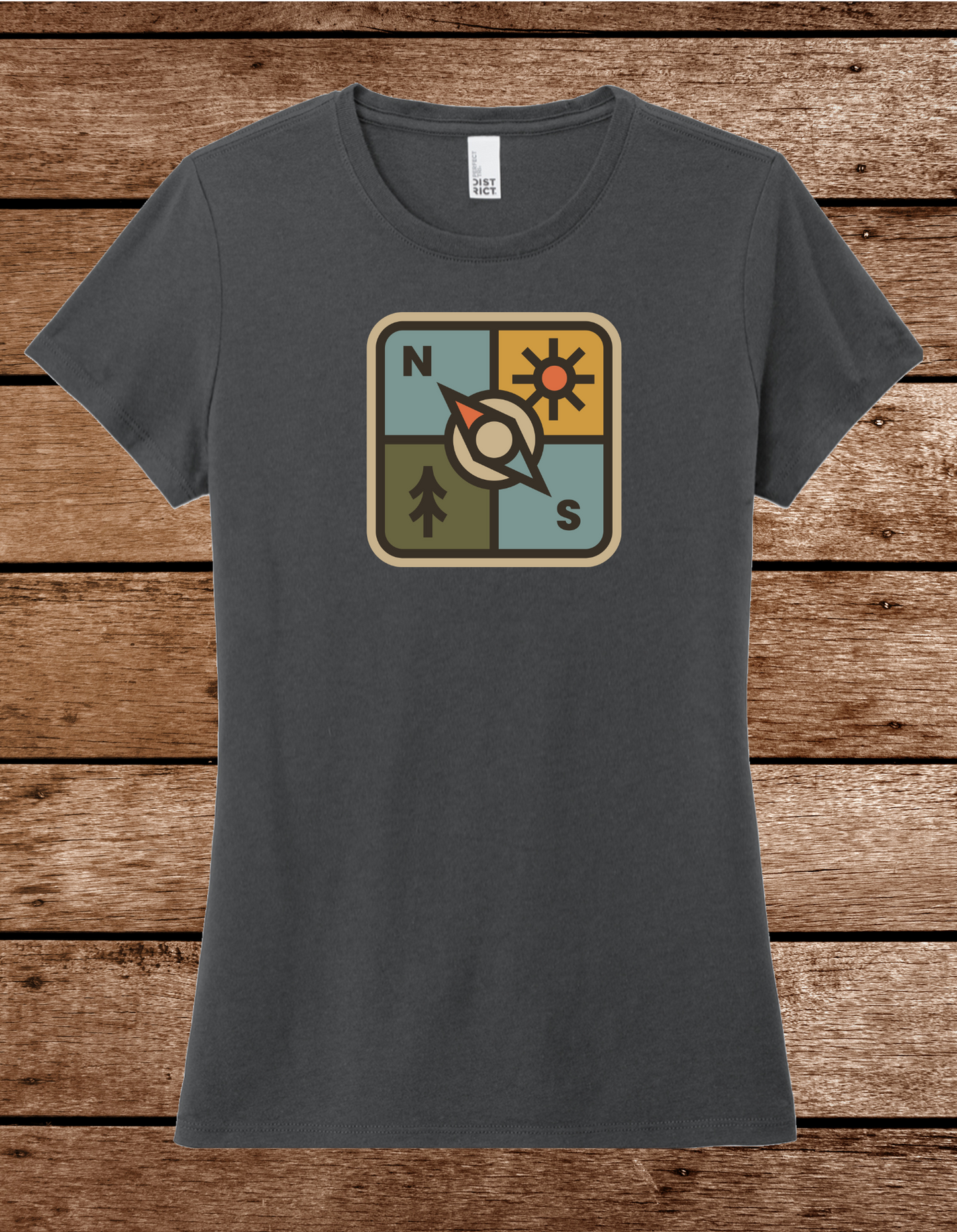 Women's Adventure Compass Tee - Retro Outdoor Hiking Graphic