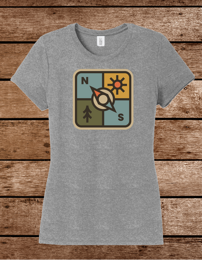 Women's Adventure Compass Tee - Retro Outdoor Hiking Graphic