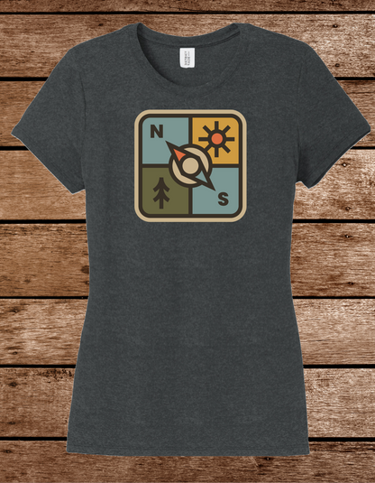 Women's Adventure Compass Tee - Retro Outdoor Hiking Graphic