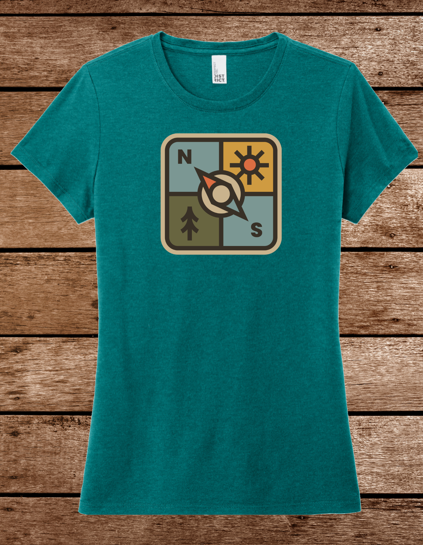 Women's Adventure Compass Tee - Retro Outdoor Hiking Graphic